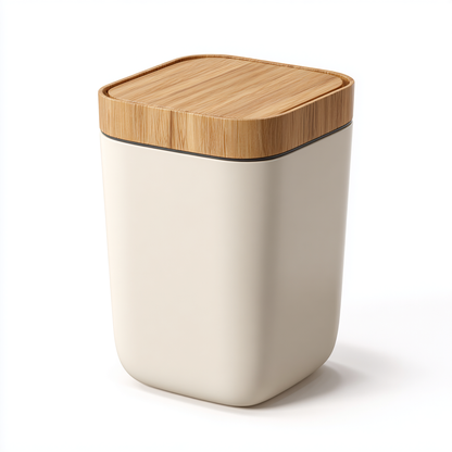 Nordic Pivot Desktop Bin - Natural Wood Grain Detail